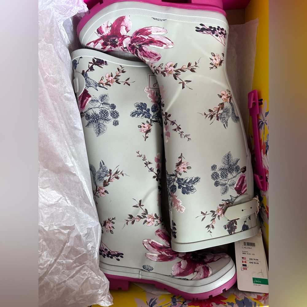 Joules Floral High Wellies